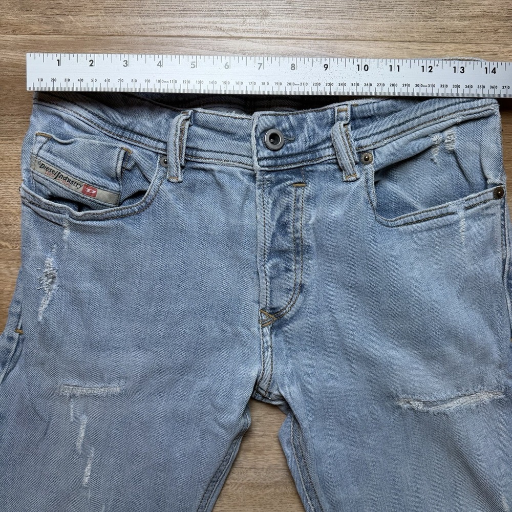 Diesel Sleenker Jeans Men 28x32 Blue Slim Skinny Stretch Light Wash Thrash 086AT - Picture 14 of 16